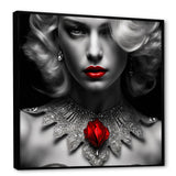 Designart "The Lady With The Red Ruby I" Fashion Woman Framed Canvas Wall Art Print