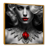 Designart "The Lady With The Red Ruby I" Fashion Woman Framed Canvas Wall Art Print