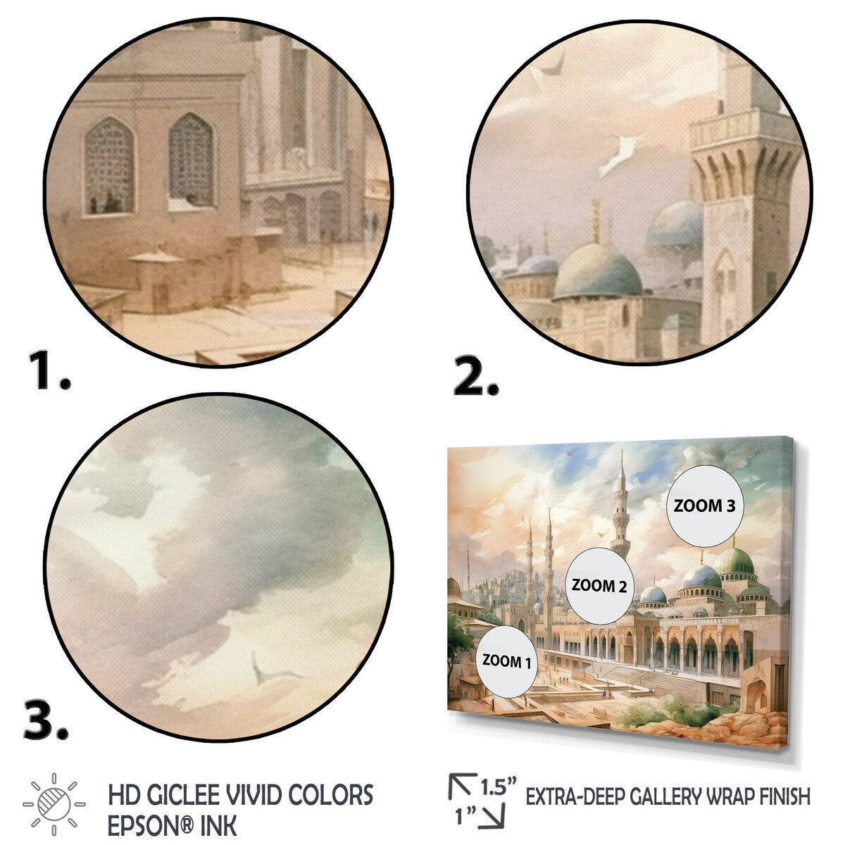 Designart "The Prophets Mosque Religious II" Islamism Metal Wall Decor Set