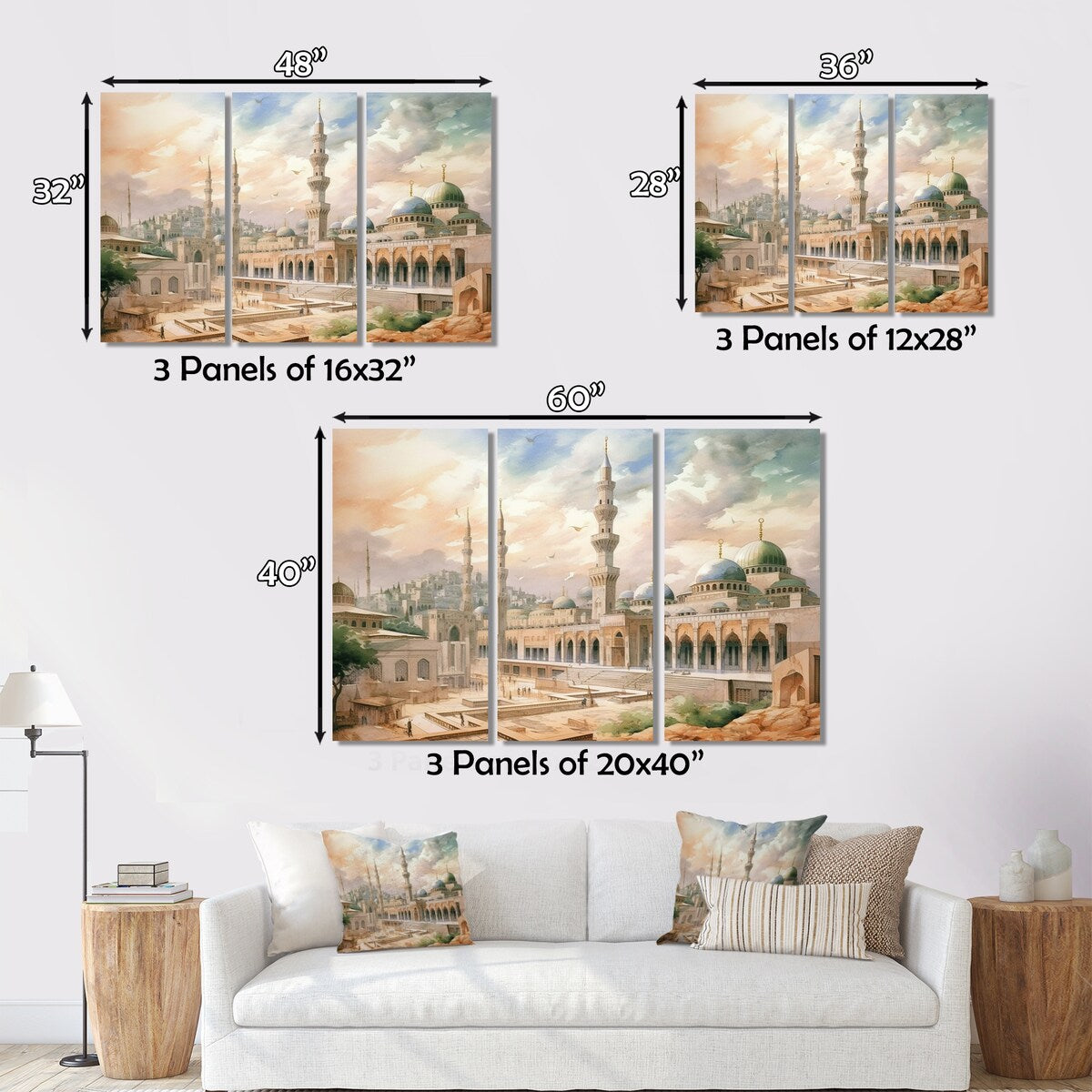 Designart "The Prophets Mosque Religious II" Islamism Metal Wall Decor Set