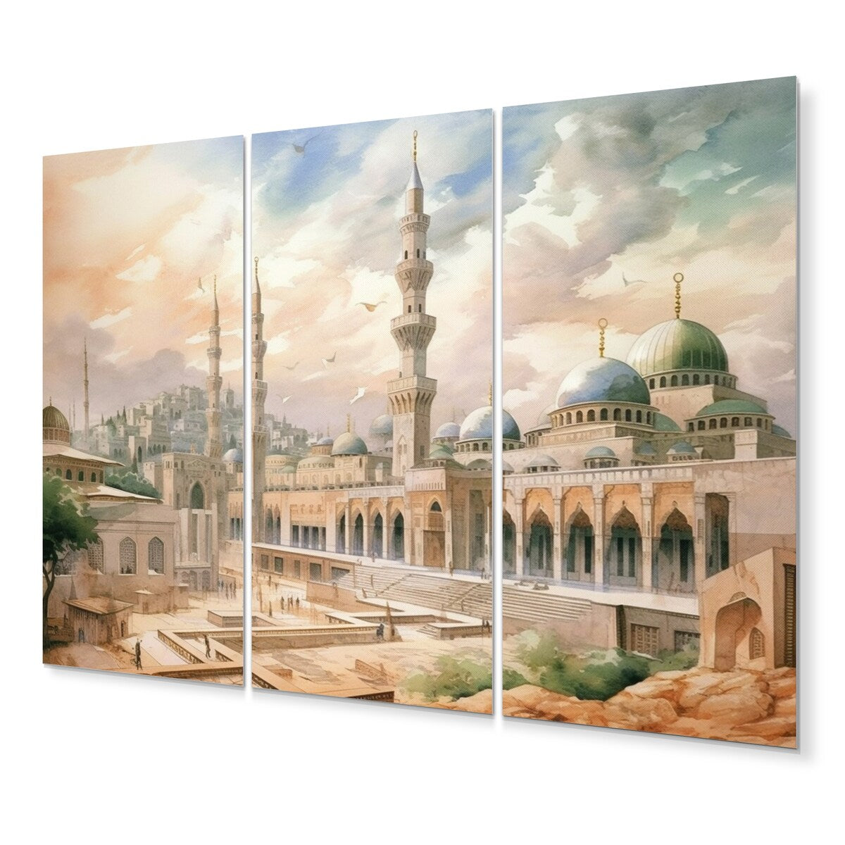 Designart "The Prophets Mosque Religious II" Islamism Metal Wall Decor Set