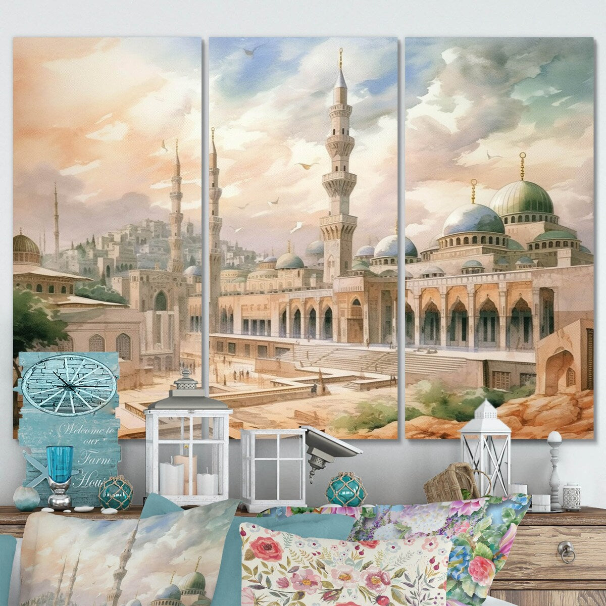 Designart "The Prophets Mosque Religious II" Islamism Metal Wall Decor Set