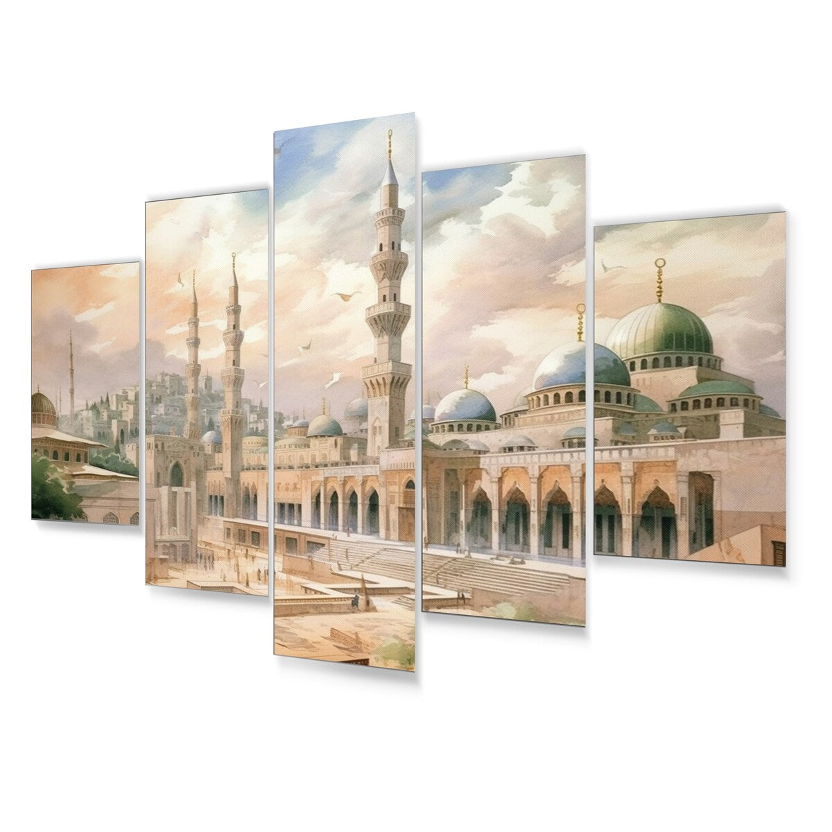 Designart "The Prophets Mosque Religious II" Islamism Metal Wall Decor Set