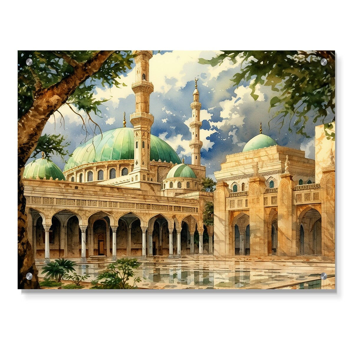 Designart "The Prophets Mosque Religious I" Islam Gloss Wall Decor Beige - Traditional Acrylic Wall Art Decor