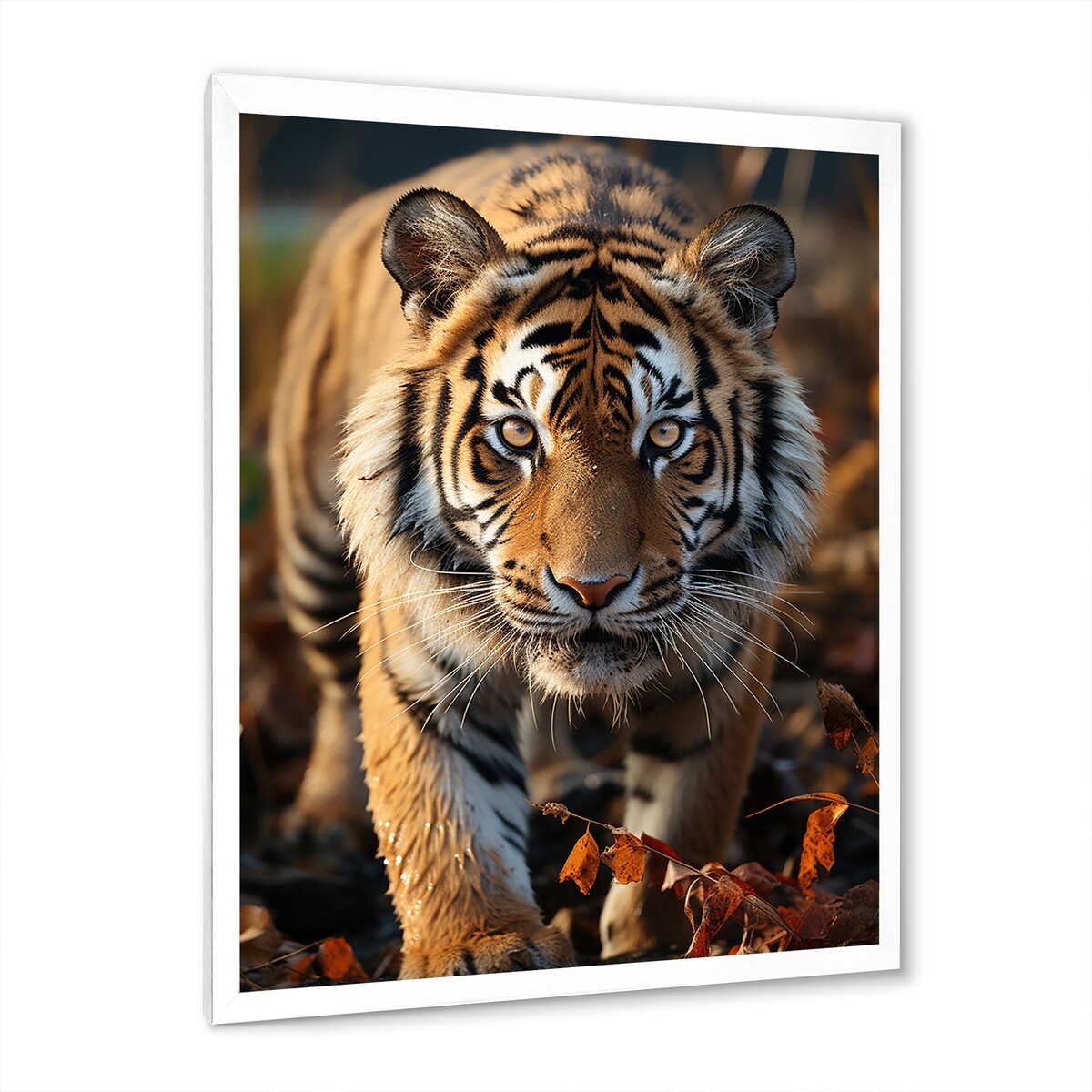 Designart "Tiger Extremely Detailed Portrait II" Animals Tiger Framed Canvas Wall Art