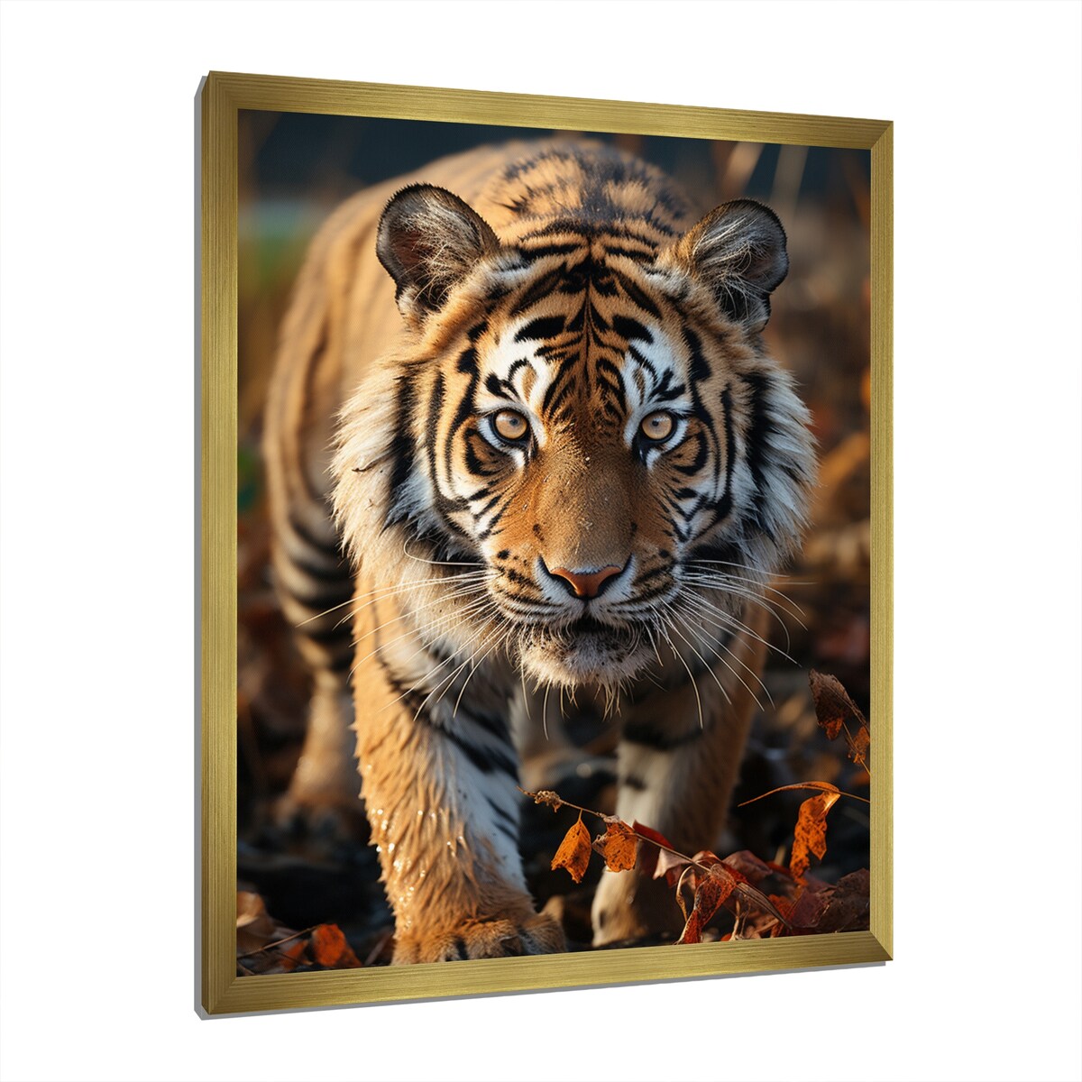 Designart "Tiger Extremely Detailed Portrait II" Animals Tiger Framed Canvas Wall Art
