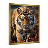 Designart "Tiger Extremely Detailed Portrait II" Animals Tiger Framed Canvas Wall Art
