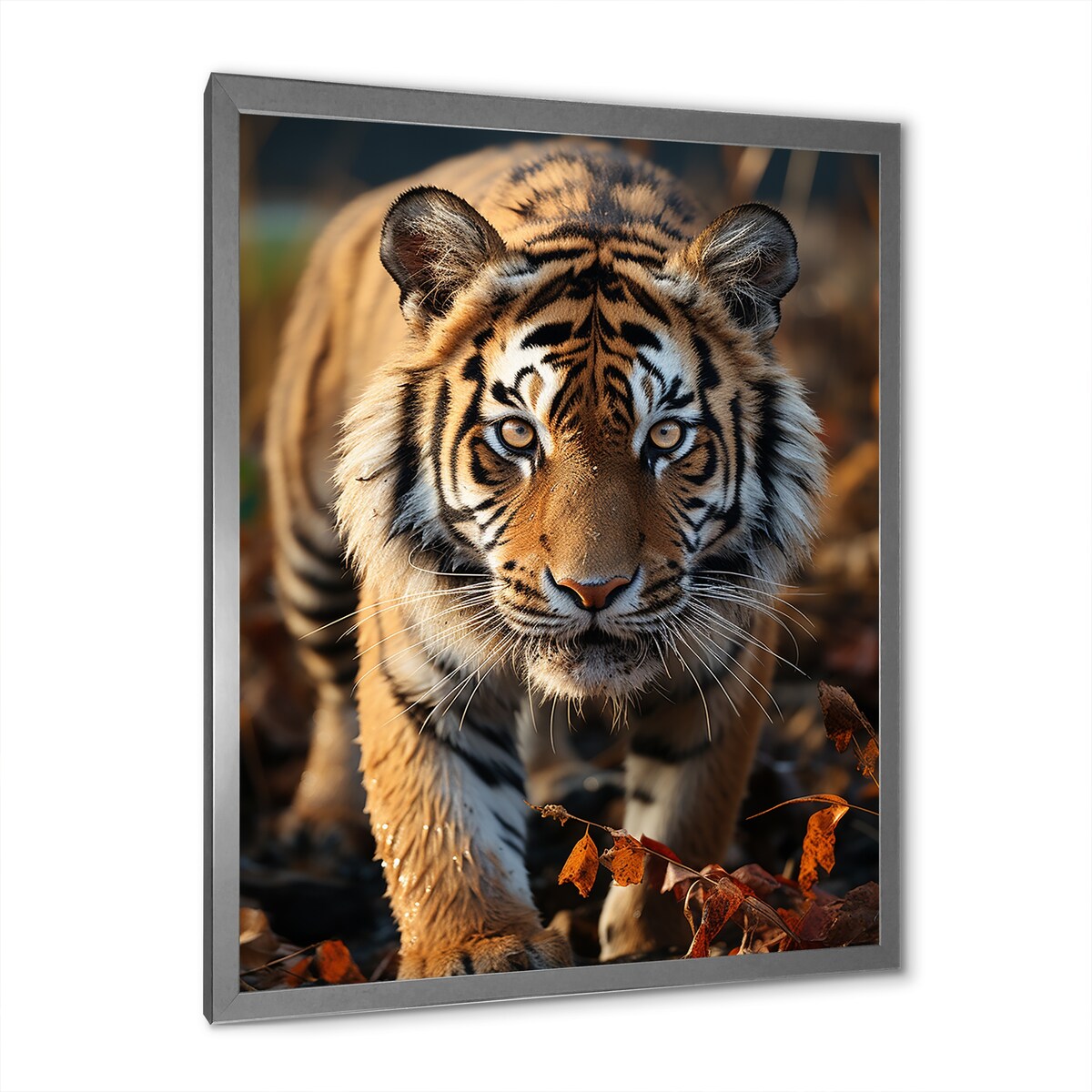 Designart "Tiger Extremely Detailed Portrait II" Animals Tiger Framed Canvas Wall Art