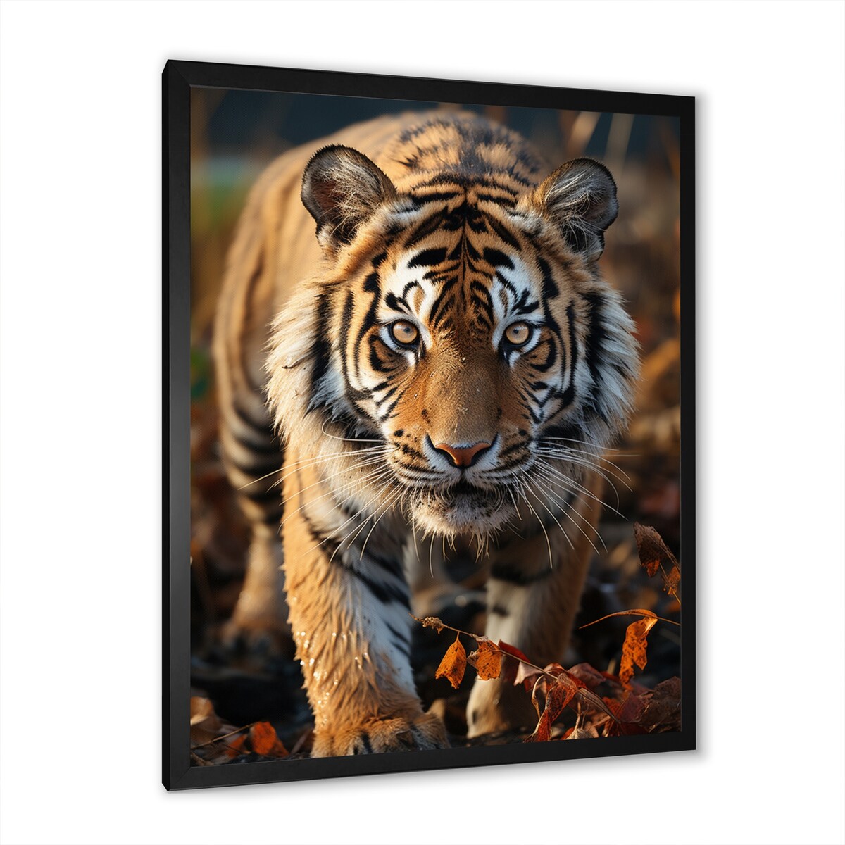 Designart "Tiger Extremely Detailed Portrait II" Animals Tiger Framed Canvas Wall Art