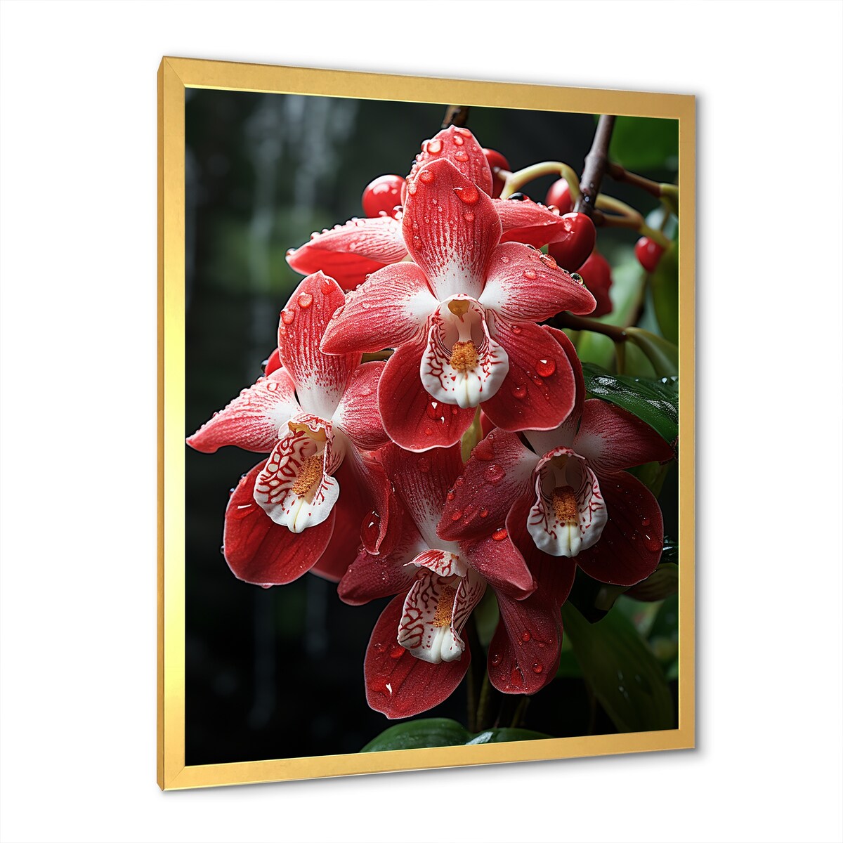 Designart "Tranquil Pink And White Orchids II" Orchids Wall Decor Pink - Traditional Entryway Framed Wall Art Print