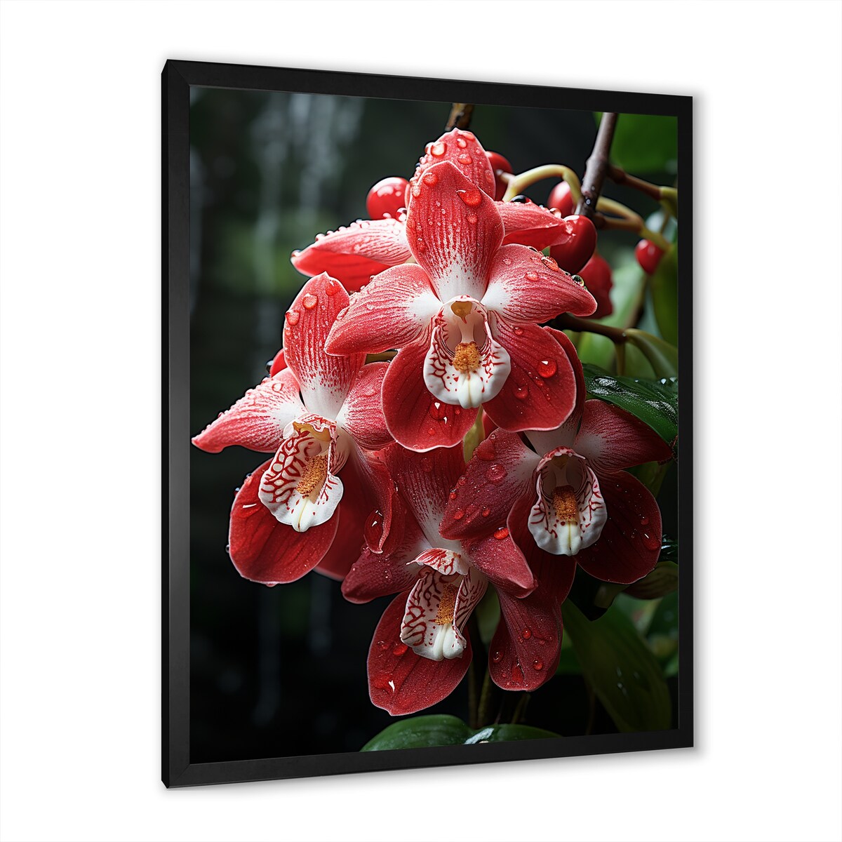 Designart "Tranquil Pink And White Orchids II" Orchids Wall Decor Pink - Traditional Entryway Framed Wall Art Print