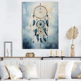 Designart "Tranquility White And Blue Dreamcatcher III" Dream Catcher Wall Art