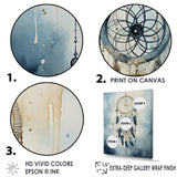Designart "Tranquility White And Blue Dreamcatcher III" Dream Catcher Wall Art