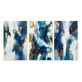 Designart "Transcendence Abstract In Blue And Gold IV" Abstract Painting Gold - Printed Art Set Of 3 For Bedroom