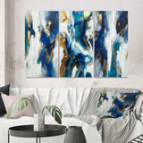 Designart "Transcendence Abstract In Blue And Gold IV" Abstract Painting Gold - Printed Art Set Of 3 For Bedroom