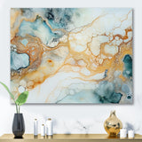 Designart "Turquoise And Gold Liquid Charm " Marble Wall Decor