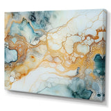 Designart "Turquoise And Gold Liquid Charm " Marble Wall Decor