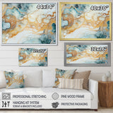 Designart "Turquoise And Gold Liquid Charm " Marble Wall Decor