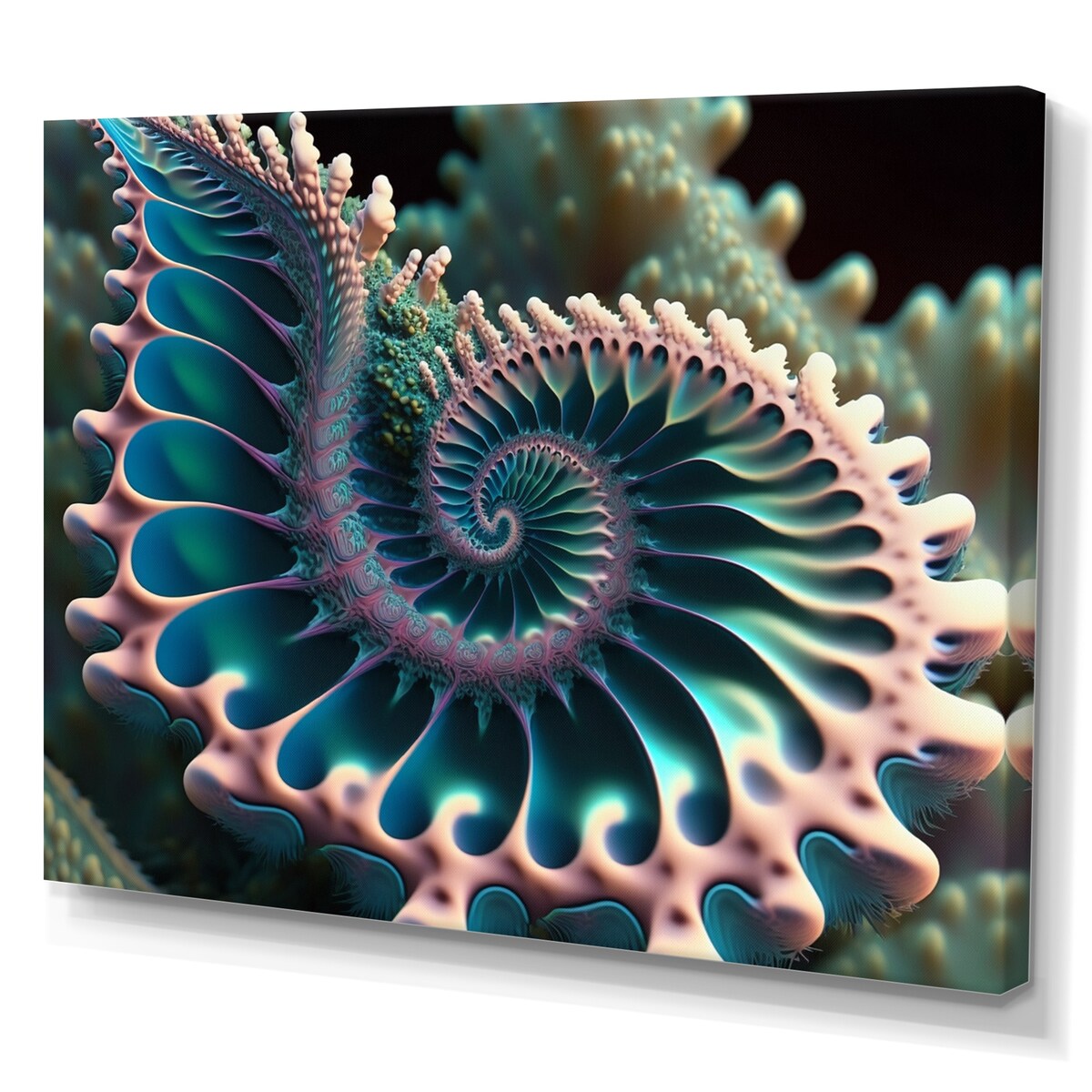 Designart "Turquoise And Pink Fractal I" Modern Geometric Canvas Wall Art