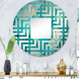 Designart "Turquoise Triangles I" Abstract Shapes Turquoise Wall Mirror - Modern Mirror For Wall Art Decor