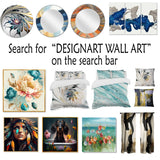 Designart "Turquoise Water And Orange Sunset In Mountains" Abstract Landscape Framed Wall Decor