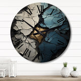 Designart "Turquoise White And Gold Marble Art I" Abstract Painting Oversized Wood Wall Clock