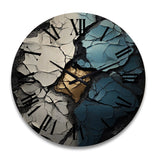 Designart "Turquoise White And Gold Marble Art I" Abstract Painting Oversized Wood Wall Clock