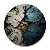 Designart "Turquoise White And Gold Marble Art I" Abstract Painting Oversized Wood Wall Clock