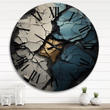 Designart "Turquoise White And Gold Marble Art I" Abstract Painting Oversized Wood Wall Clock