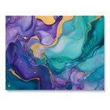 Designart "Turquoise and Purple Liquid Art II" Fractals Gloss Wall Decor Turquoise - Modern Acrylic Wall Art For Bedroom