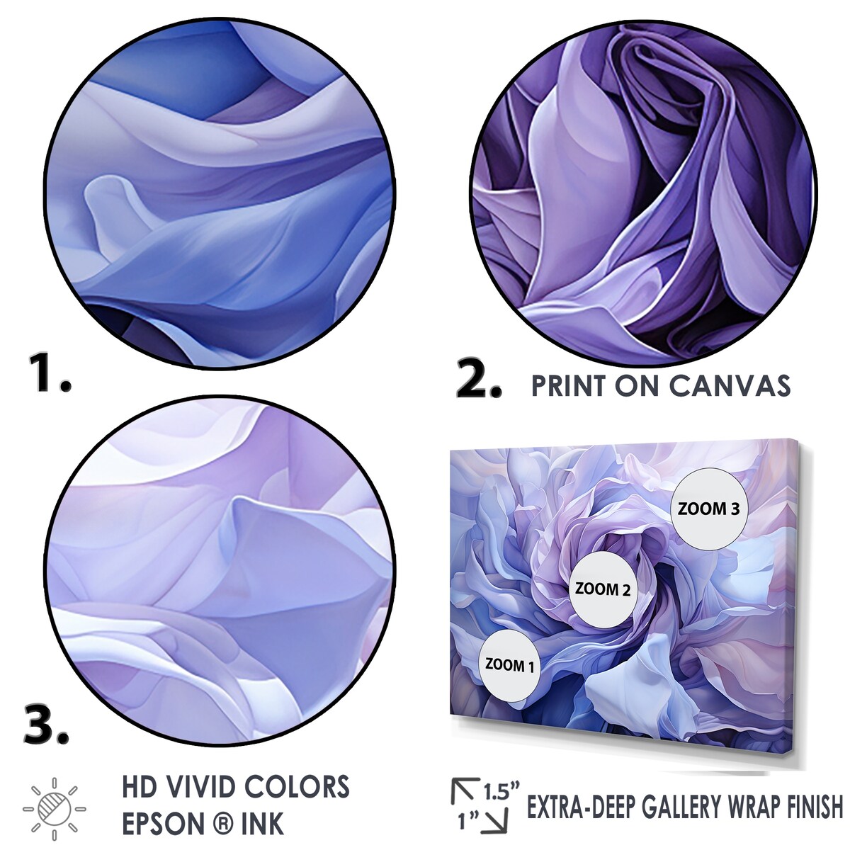 Designart "Twist Lavender Rose" Abstract Spirals Framed Wall Decor