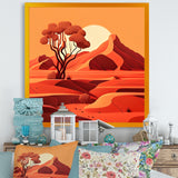 Designart "Two Trees In Terra Cotta Mountains II" Landscape Mountains Framed Art Print
