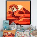 Designart "Two Trees In Terra Cotta Mountains II" Landscape Mountains Framed Art Print