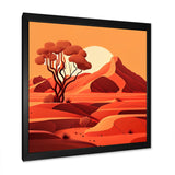 Designart "Two Trees In Terra Cotta Mountains II" Landscape Mountains Framed Art Print