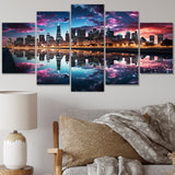 Designart "USA Chicago Skyscrapper Reflections" Cityscapes Multipanel Canvas Art Print set