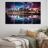 Designart "USA Chicago Skyscrapper Reflections" Cityscapes Multipanel Canvas Art Print set