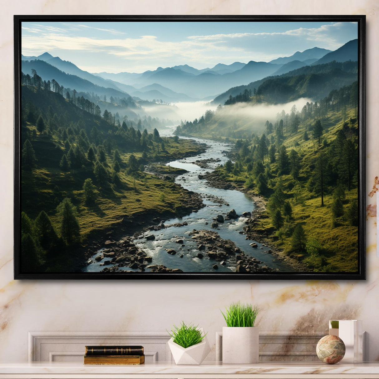 Designart "USA Great Smoky Mountains Landscape III" USA Framed Canvas Art Print