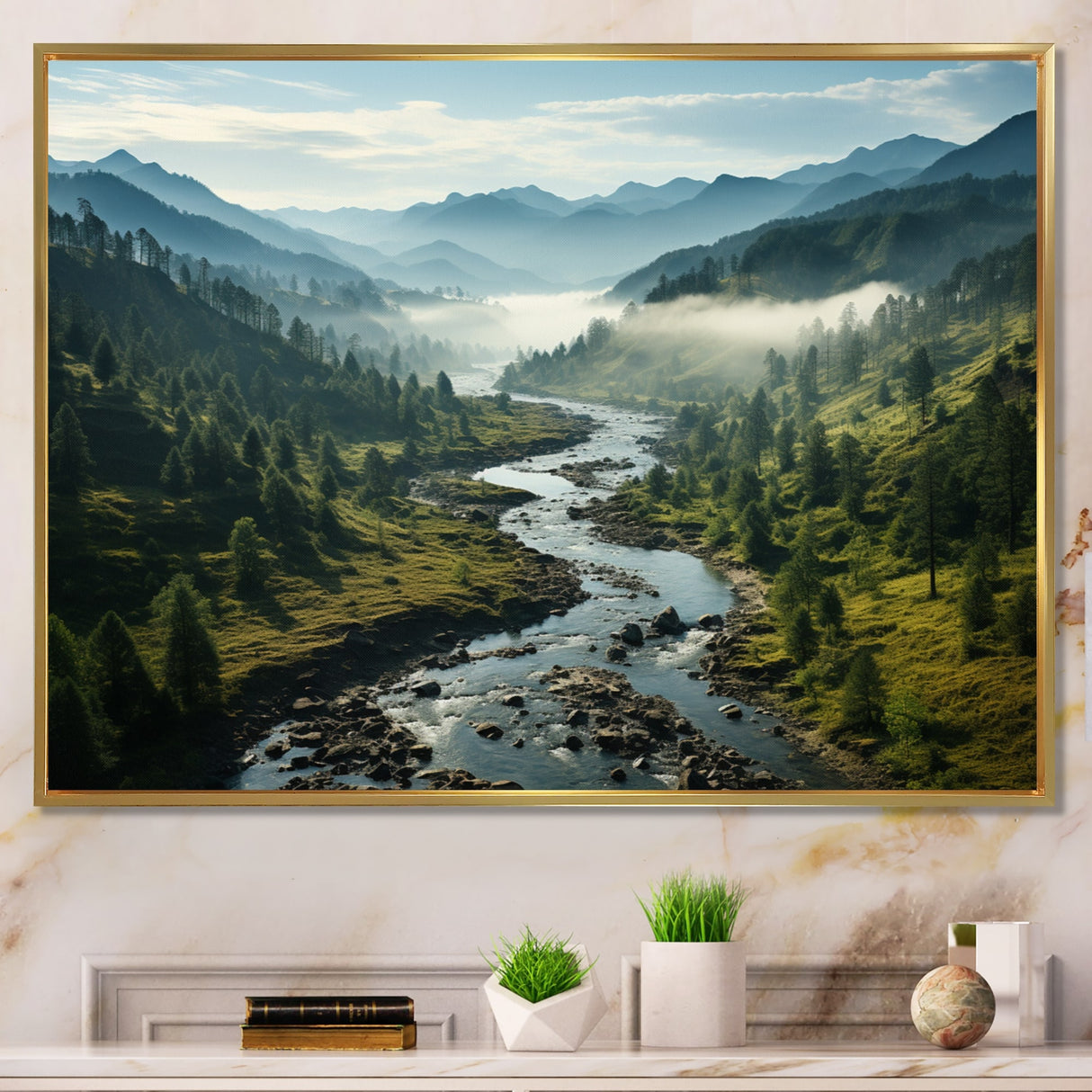 Designart "USA Great Smoky Mountains Landscape III" USA Framed Canvas Art Print