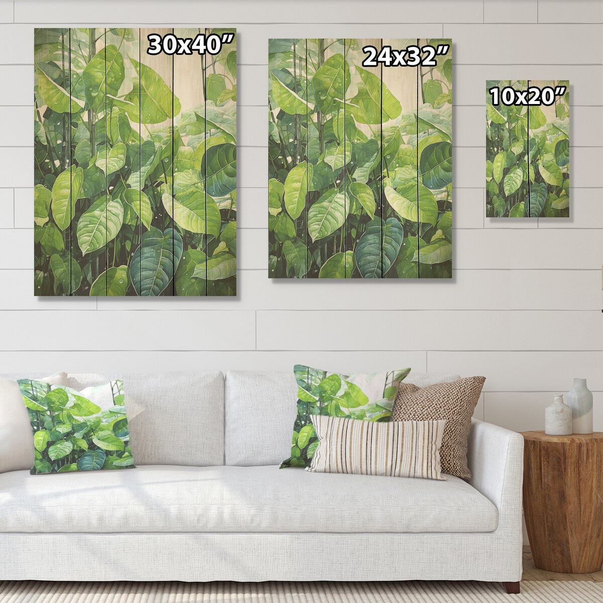 Designart "Urban Leaves Forest Greenery" Leaves Wood Wall Decor - Traditional Green Wood Panel On Natural Pine Wood
