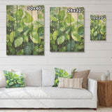 Designart "Urban Leaves Forest Greenery" Leaves Wood Wall Decor - Traditional Green Wood Panel On Natural Pine Wood