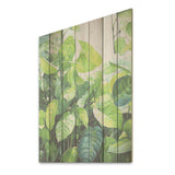 Designart "Urban Leaves Forest Greenery" Leaves Wood Wall Decor - Traditional Green Wood Panel On Natural Pine Wood