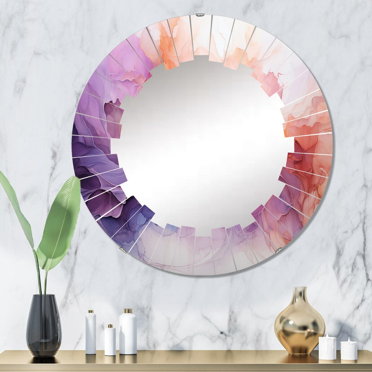Designart "Vibrant Swirls" Abstract Spirals Modern Wall Mirror
