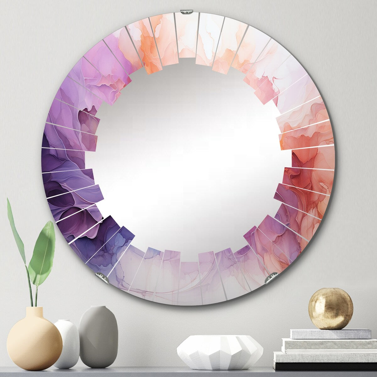 Designart "Vibrant Swirls" Abstract Spirals Modern Wall Mirror