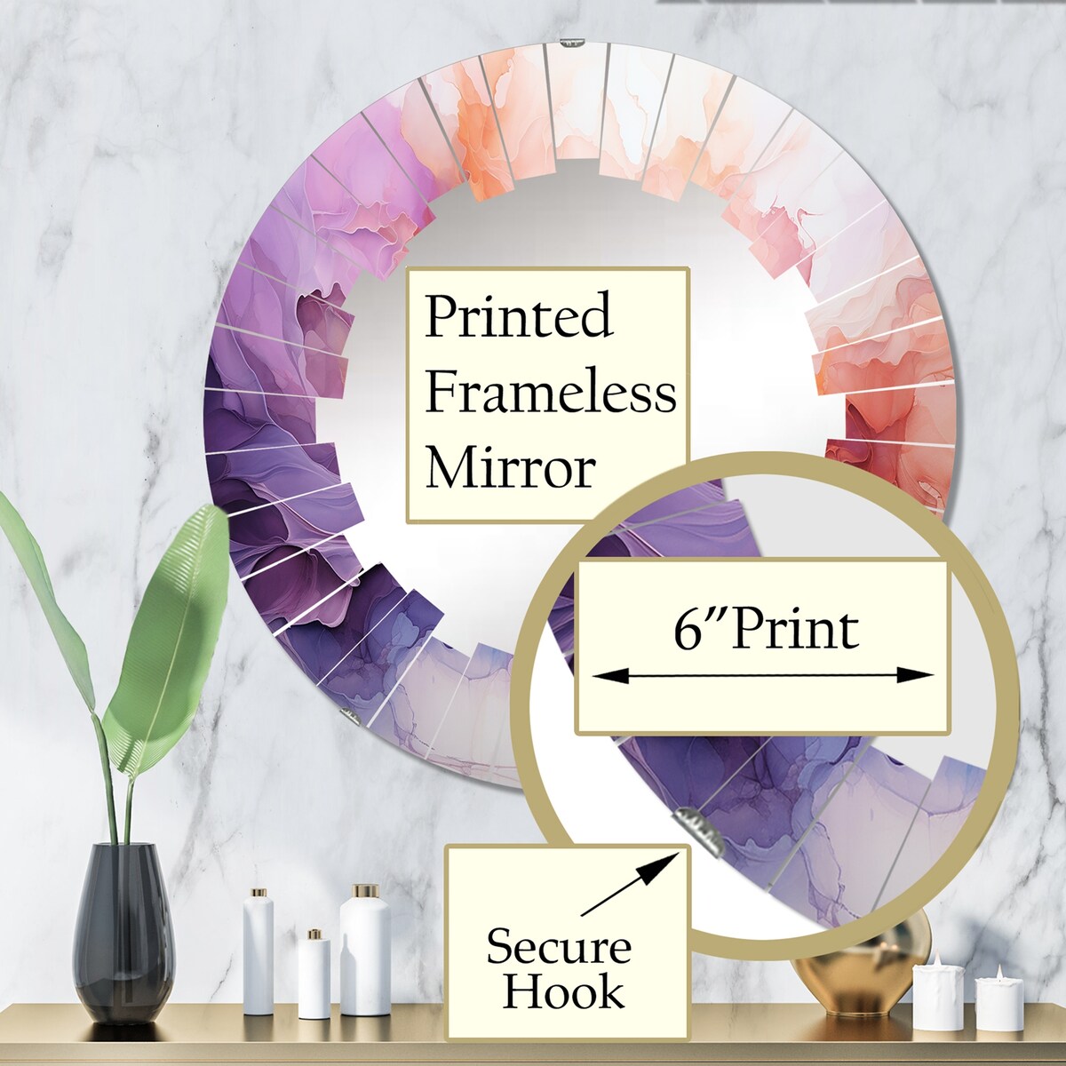 Designart "Vibrant Swirls" Abstract Spirals Modern Wall Mirror