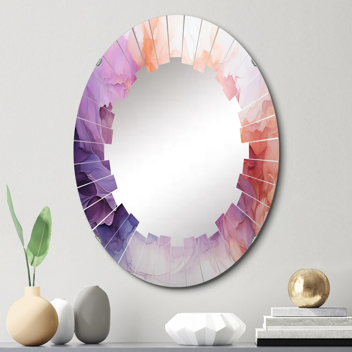 Designart "Vibrant Swirls" Abstract Spirals Modern Wall Mirror