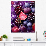 Designart "Vibrant Violet Berrilicious Geometry Fruit III" Fruits Wall Art