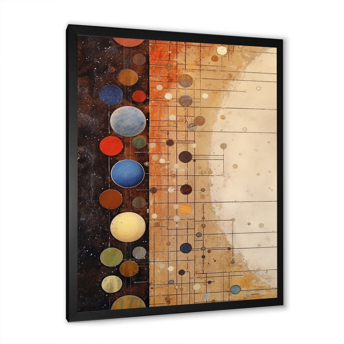 Designart "Vintage Elementary Circular Retro Geometrics" Modern Midcentury Framed Canvas Prints