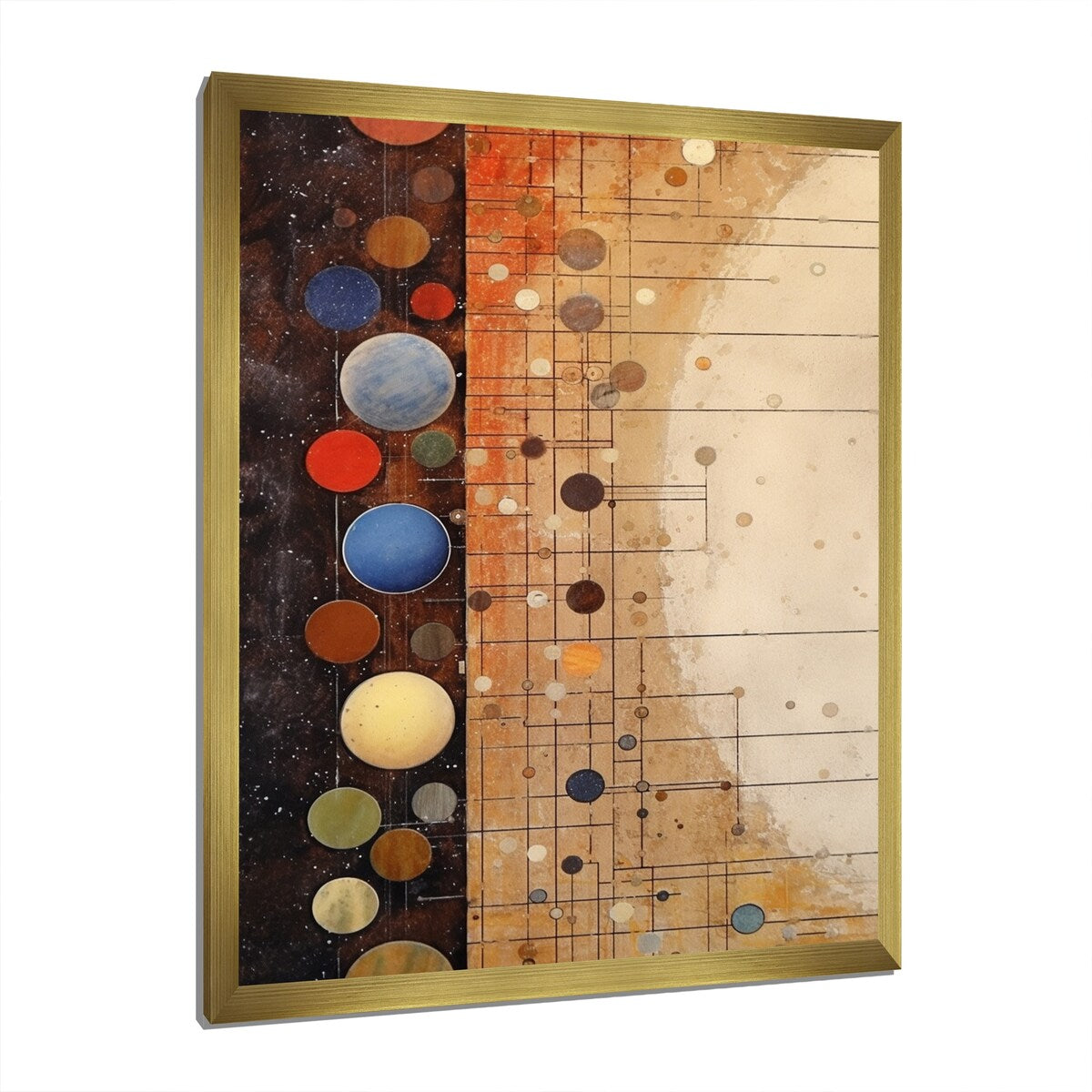 Designart "Vintage Elementary Circular Retro Geometrics" Modern Midcentury Framed Canvas Prints
