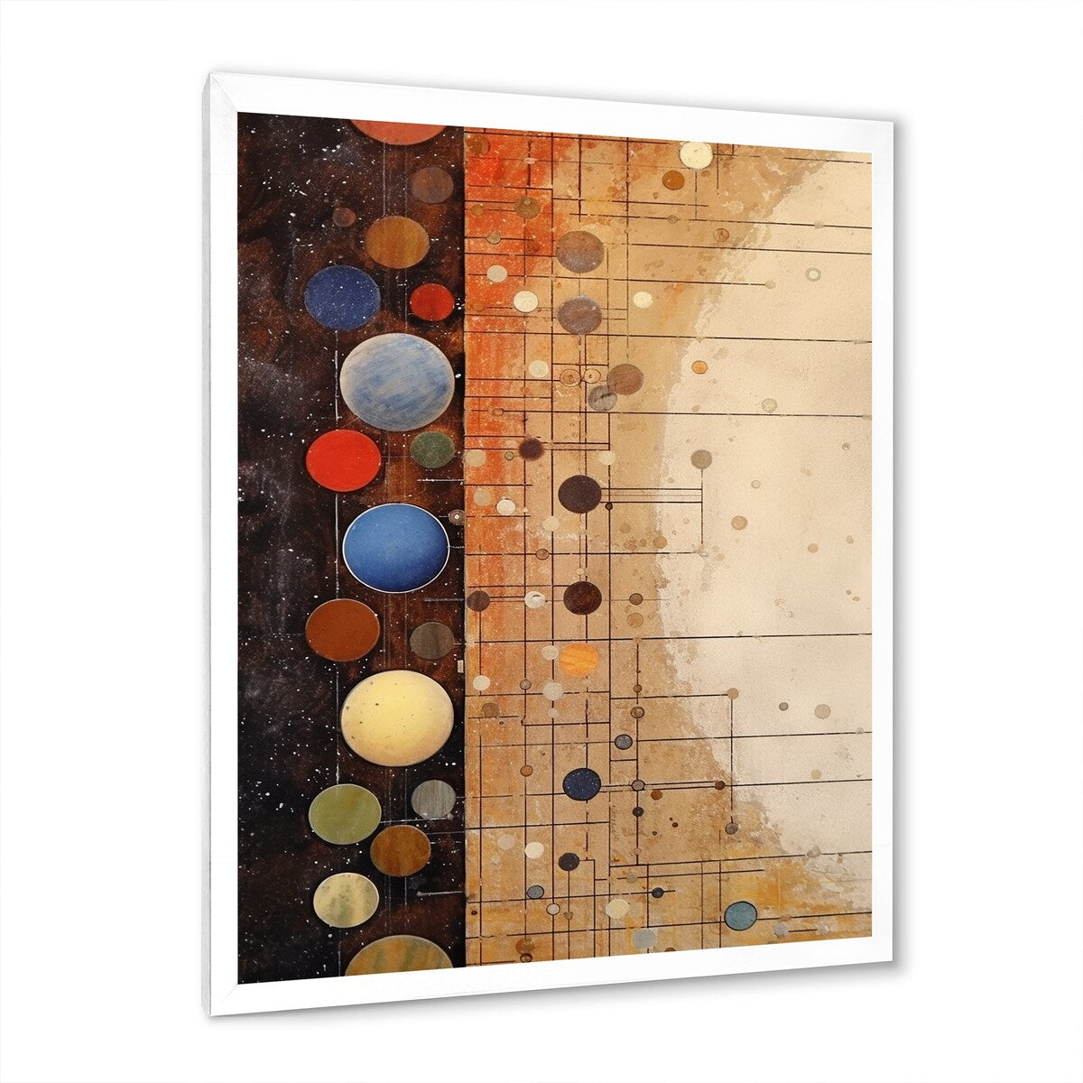 Designart "Vintage Elementary Circular Retro Geometrics" Modern Midcentury Framed Canvas Prints