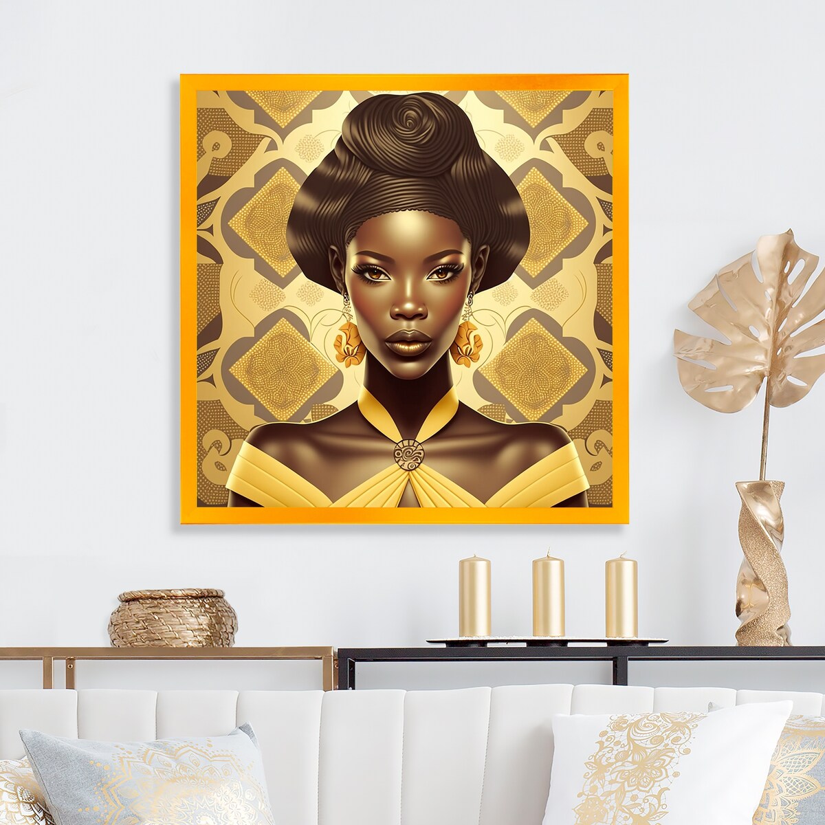 Designart "Vintage High Fashion African American Model VI" African American Framed Art Print
